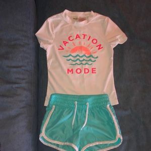 ladies swim shirt and shorts